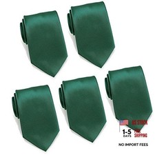 Mens Formal Tie Wholesale Lot of 5 Mens Solid Color Wedding Ties Hunter Green