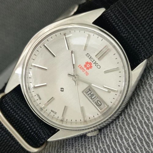 AUTOMATIC VINTAGE SEIKO EXPO 70 JAPAN 7009A MENS SILVER COLOR DIAL WATCH a2451-U
