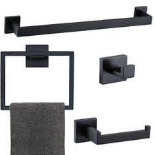 4-Piece Bath Hardware Set with 23.6 In. Towel Bar, Toilet Paper Holder, Towel Ri