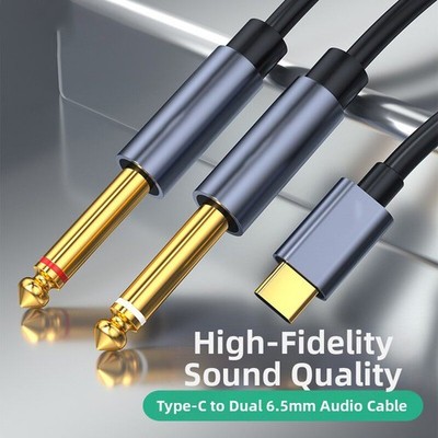 Aux Cable USB-C Type C to 2 x 6.35mm For Car Jack Stereo Audio Adapter 0.5m - 5m