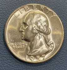 1957 Washington Quarter TYPE B - Rev FS-901 - Blast White - 90% Silver Frosty