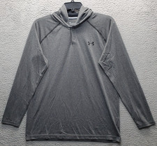 Under Armour Tech Hoodie Mens Medium Gray Regular Fit HeatGear Long Sleeve Logo