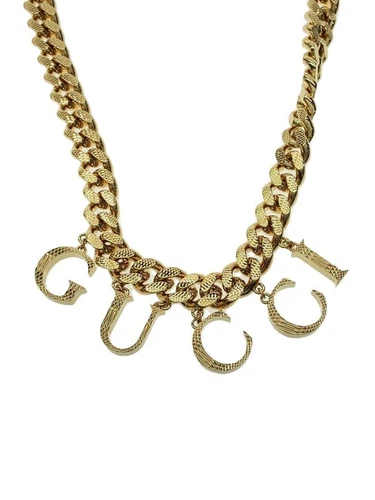 GUCCI collana GG SCRIPT CHAIN logo charm Kihei oro uomo usata