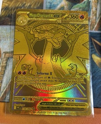 Mega Charizard X ex Gold Hyper Rare 130/094 Pokemon Phantasmal Flames English-