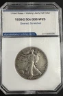 1938-D Walking Liberty Half Dollar 90% Silver – Cleaned & Scratched – Denver