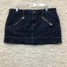GAP 1969 Skirt 14 Womens Blue Limited Edition Denim Mini Zip Pockets Stretch