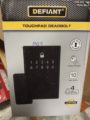 Defiant Square Matte Black Compact Touch Electronic Single Cylinder Deadbolt