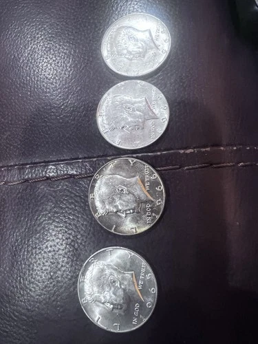 Lot #V of four AU-BU 1965-1969 Kennedy Half Dollars 40% Silver 50C US Coins