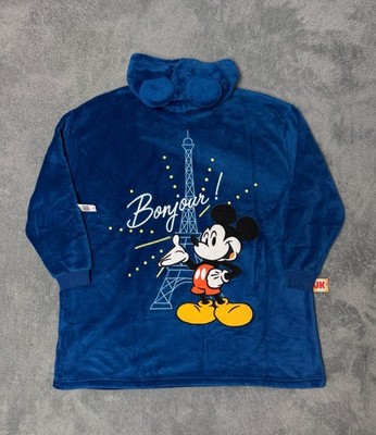 NEW Disneyland Paris Hoodie Small Medium Blue Fleece Mickey