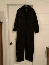 WearGuard Mens Black Canvas Lined Coveralls Medium Work Insulated Double Knee 