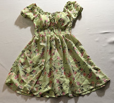 Women’s Small Madden NYC Prairie Dreams Green Floral Mini Dress Peasant