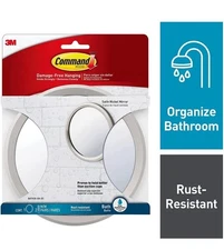 Command Bath Mirror Wall Mount Satin Nickel 68x68 Shaving Accessory 1 Pack