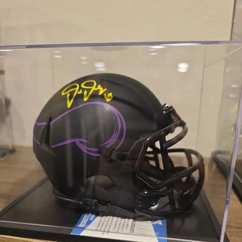 JUSTIN JEFFERSON Minnesota Vikings Signed ECLIPSE Mini Helmet Beckett Yellow ink
