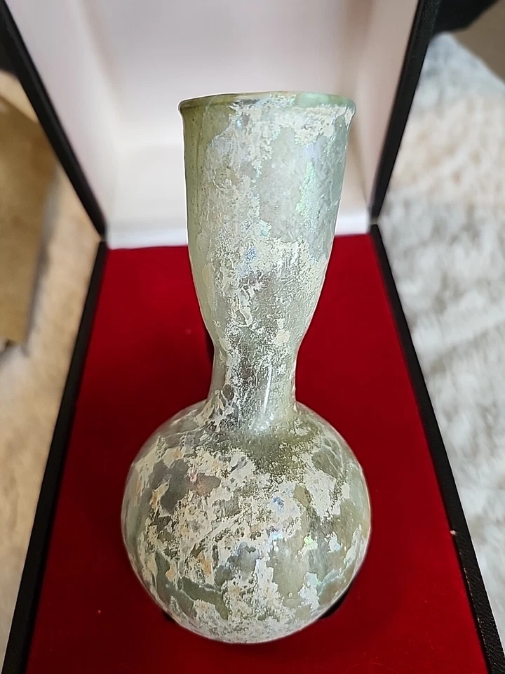 Vidrio de época romana 330 E.C. - 63 a.C.E. Vidrio cósmico raro Foto 2 de 4