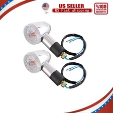 2x 12V Motorcycle Bullet Turn Signals, Amber Light, Clear Lens