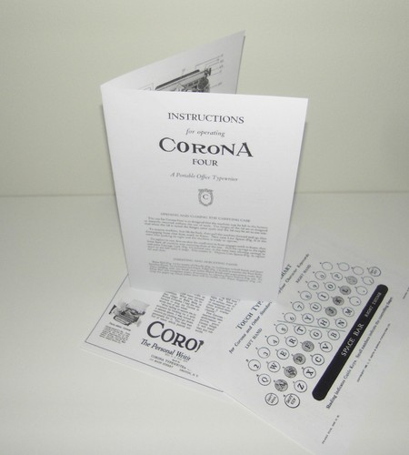 Corona 4 Portable Typewriter Instruction Manual + Advertisement Reproduction - Afbeelding 1 van 7