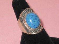 Signed Hand Crafted Vintage Sterling  Denim Lapis Ring  Size 5.25