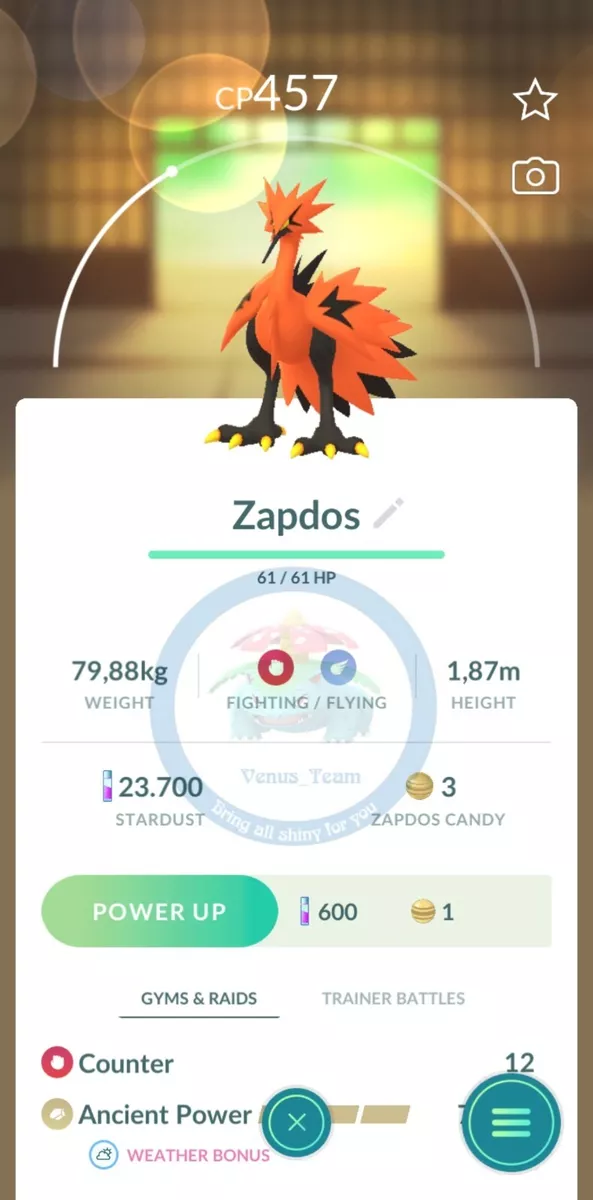 Pokémon Go * Shiny Moltres * Mini P T C