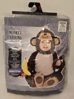 Baby Infant Monkey Costume Outfit Complete Halloween Dress Up 0-6 Months