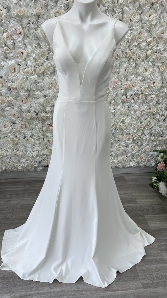 Clean Crepe Wedding Dress Bridal Gown Size