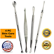 Pimple Remover Tools Kit Blackhead Extractor Comedone Acne Spot Popper 4 Pc Set