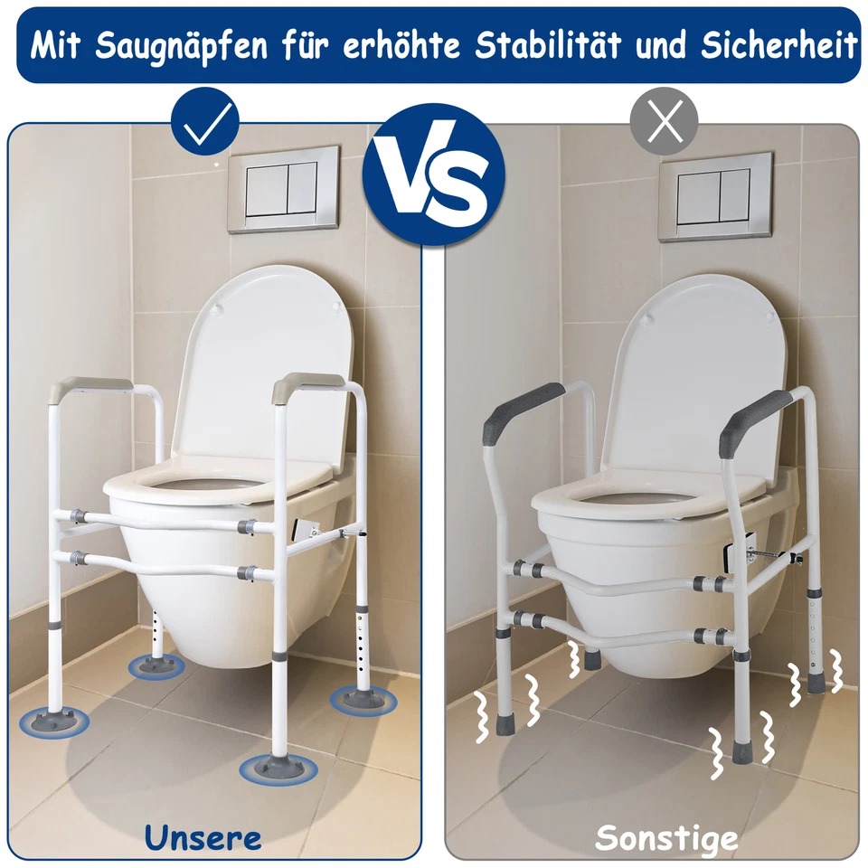 WC Aufstehhilfe Toilettengestell Bad Stützhilfe Stützgriff Gehhilfe Höhe 70-82CM - Bild 4 von 4