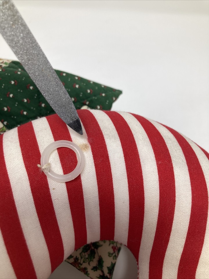 Vintage Christmas Candy Cane Mouse Handmade Fabric Stuffed Wall Decor