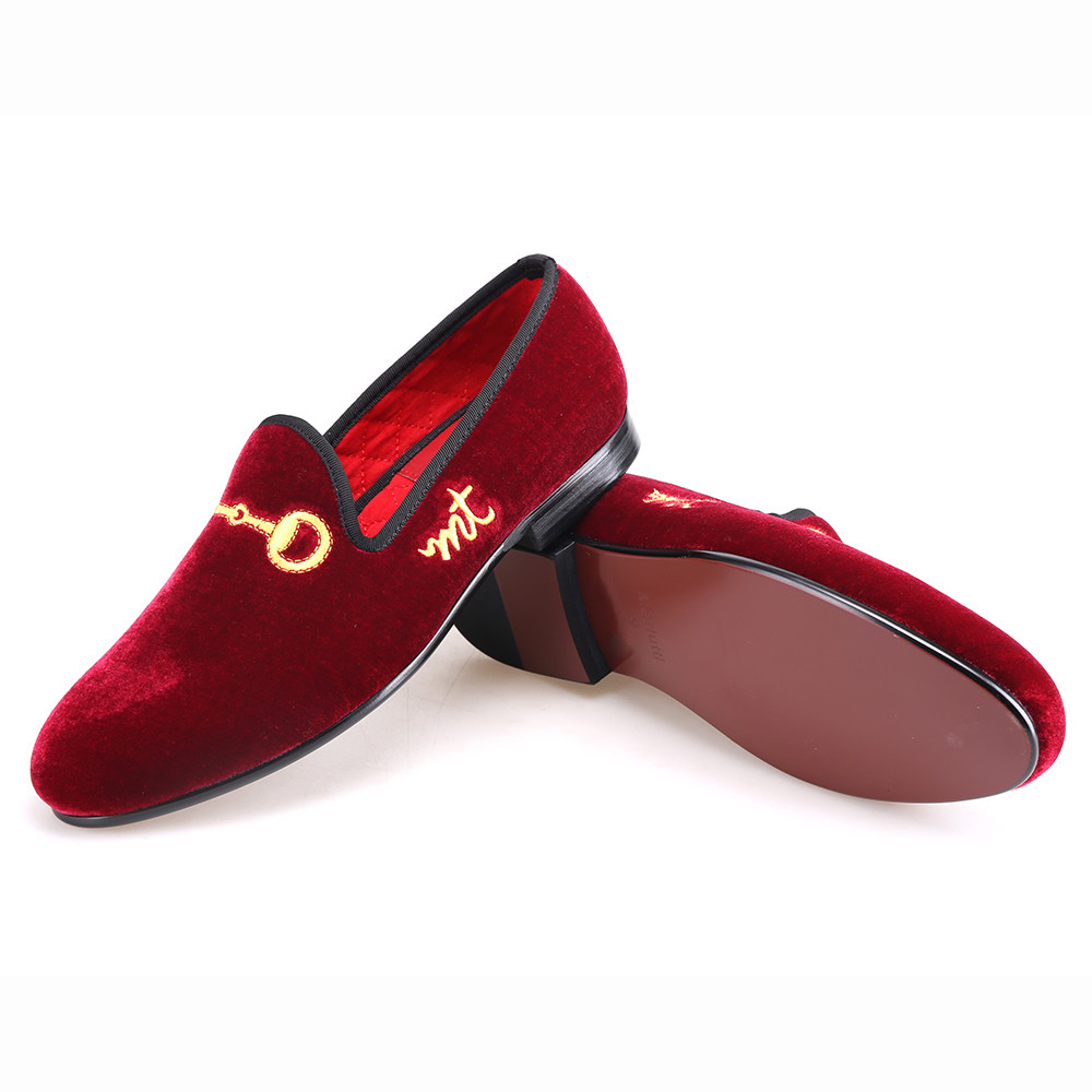 Mocasines de boda Merlutti de terciopelo borgoña para graduación