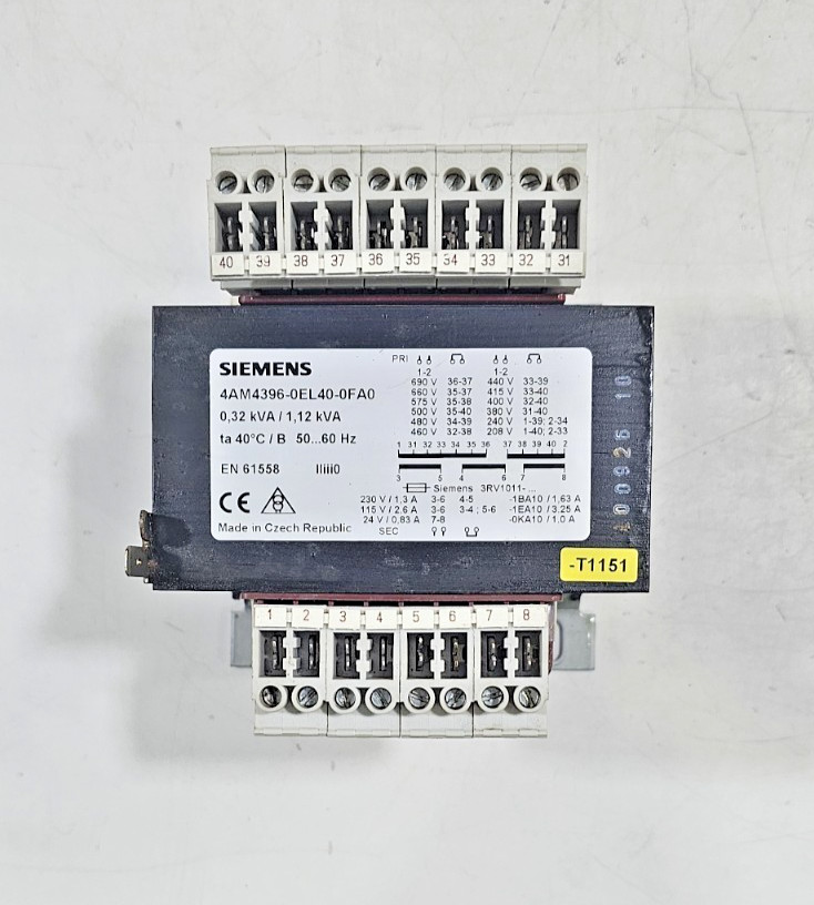Siemens 4AM4396-0EL40-0FA0 Transformer 0,32kVA 1,12kVA PRI,208-690V SEC,24-230V