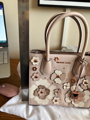 Michael Kors Mercer Medium Floral Messenger Crossbody Tote Cream