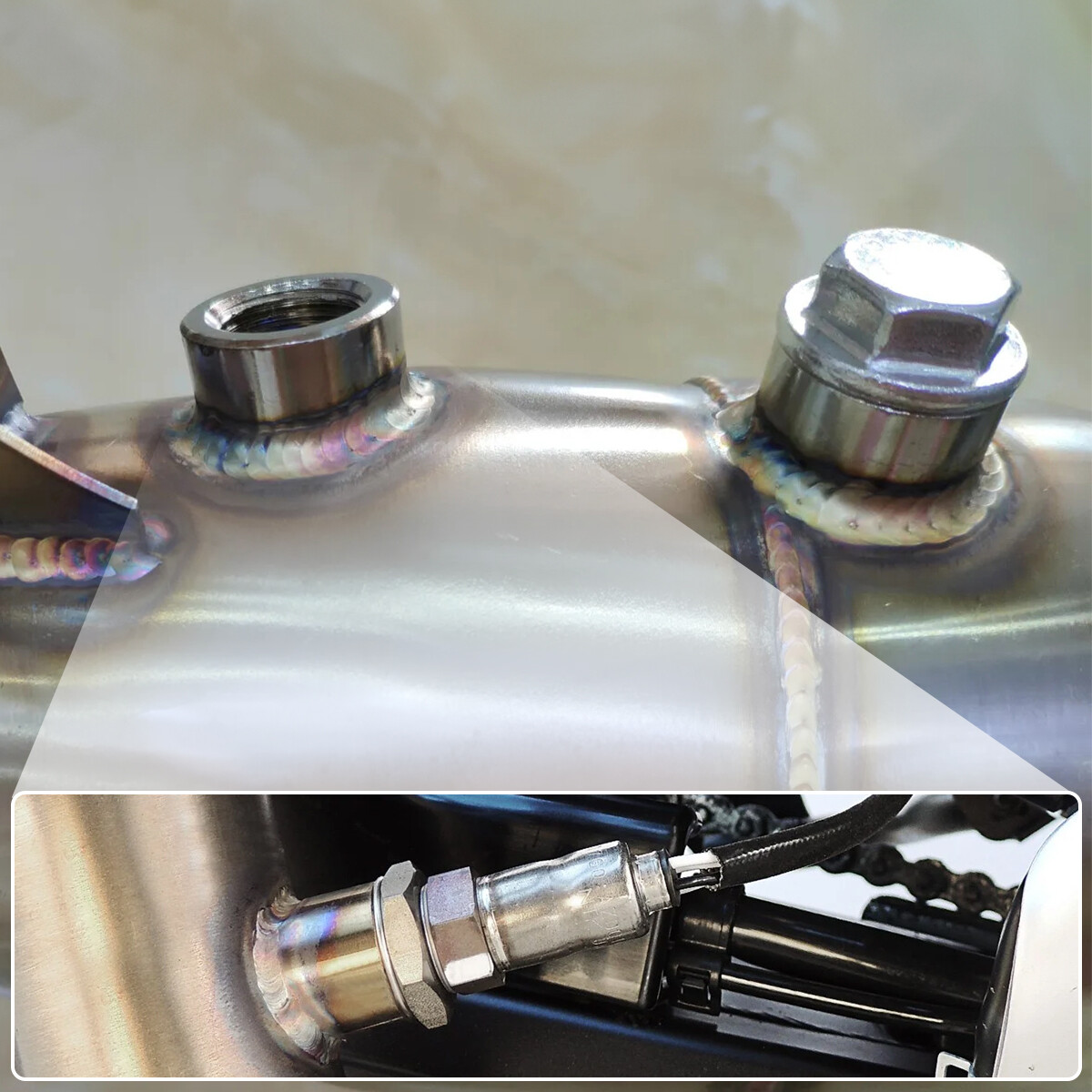 (2 Sets) 304 Stainless O2 Oxygen Sensor Bung Plug M18 X 1.5 Threaded Fittings