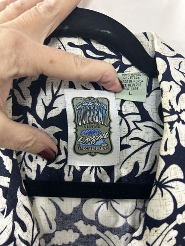 Genuine Ocean Current Vintage Original Hawaiian Shirt 100% Rayon Black & White L - Picture 4 of 8