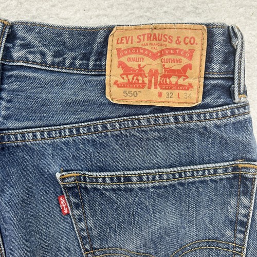 Vintage Levis 550 Jeans Mens 32x34 Relaxed Tapered Fit Blue Denim Zip Fly 90s - Picture 9 of 16