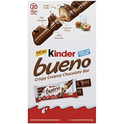 Kinder Bueno Crispy Creamy Chocolate Bar, Hazelnut, 1.5 Ounce (Pack of 20), 30
