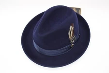 Men's Navy Fedora 100% Wool By Bruno Capelo Crushable UN-102