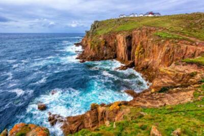 Wandbild: Lands End Cape, Cornwall, ist der westlichste Punkt Englands, [...]