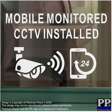 4 x CCTV Mobile Monitored Installed WINDOW Stickers Security Premises Camera