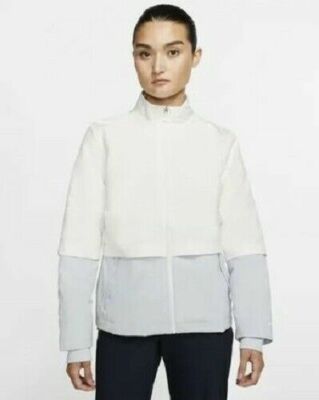 Women's Nike Shield HyperAdapt Golf Jacket M White Blue Full Zip Casual Outdoors