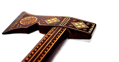 Hutsuls Decorative Wooden Handmade Wood Carved Unique Vintage Shepherd's Axe #6