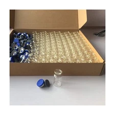 LabZhang 100pcs 10ml Vials-Glass Clear Bottom Headspace Vial with Plastic-Alu...