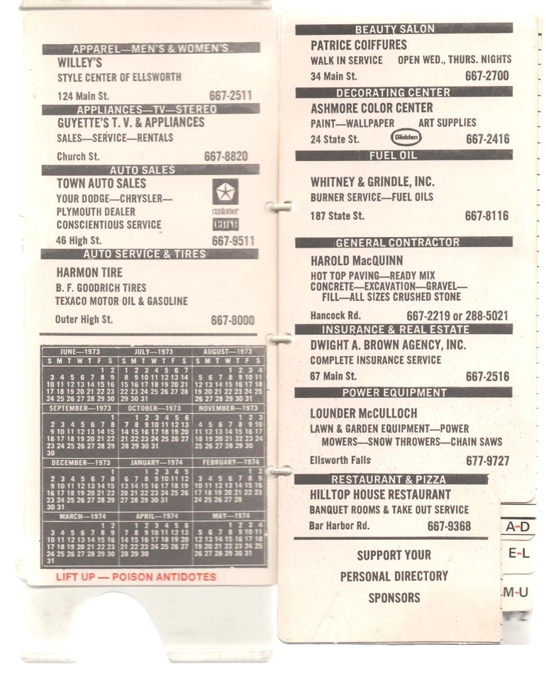 Personal Directory for Rotary Phones 1973 CallDex Ellsworth Maine Unused Vintage - Image 3 of 4