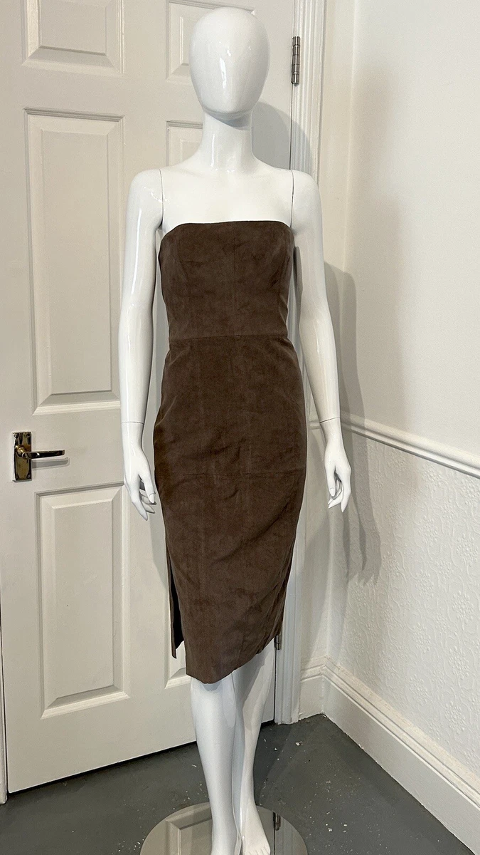 Buy Chocolate Brown Suedette Pinny Mini Shift Dress 10 | Mini | Tu