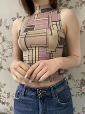 Top club stile Orsay anni 70 abbigliamento festa glam discoteca Y2K glitter geometrico