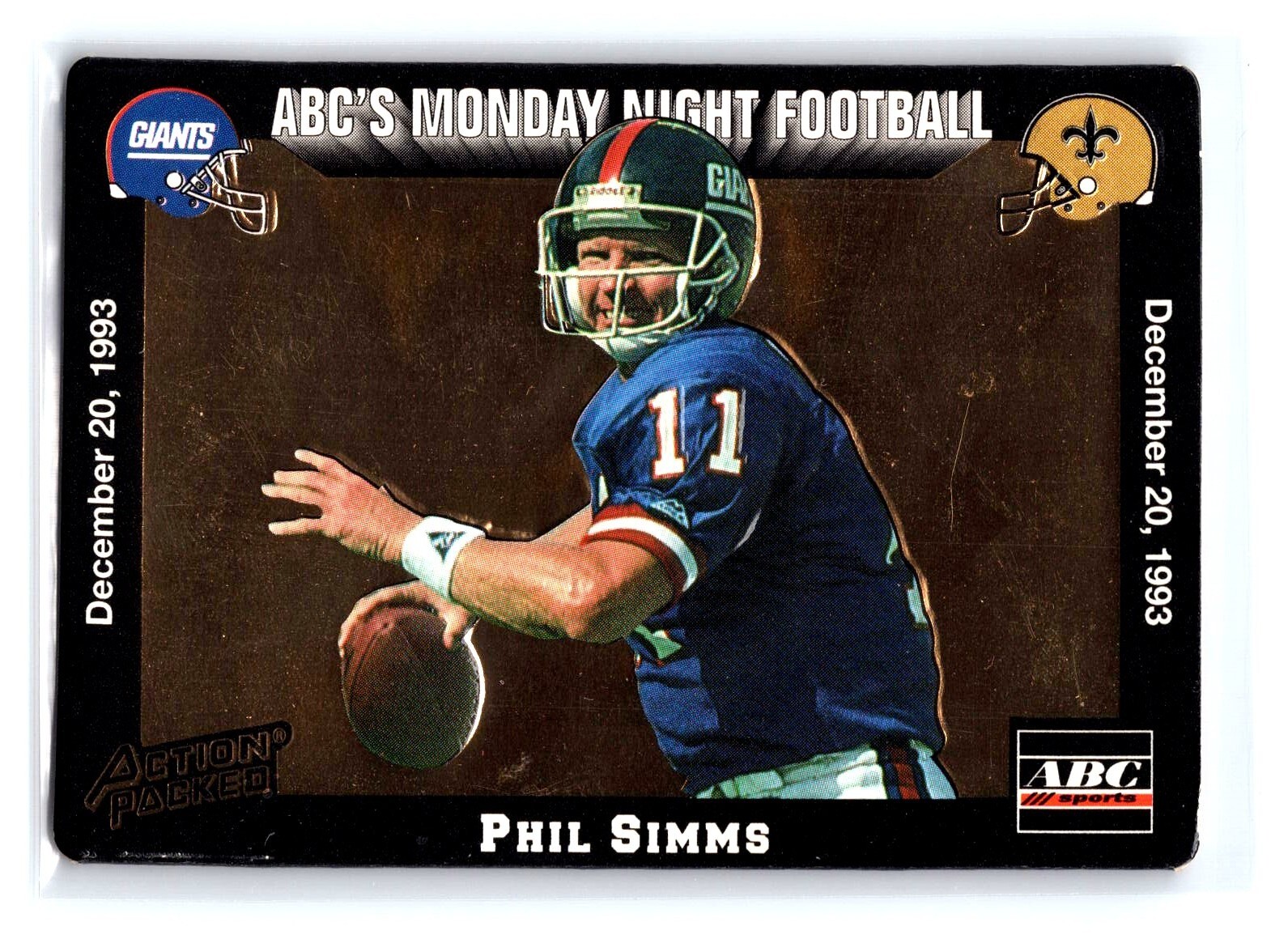 1993 Action Packed ABC's Monday Night Football #66 Phil Simms Giants