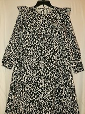 Sandy Liang X Target Leopard Print Long Sleeve Dress White/Black Size XXS NWT