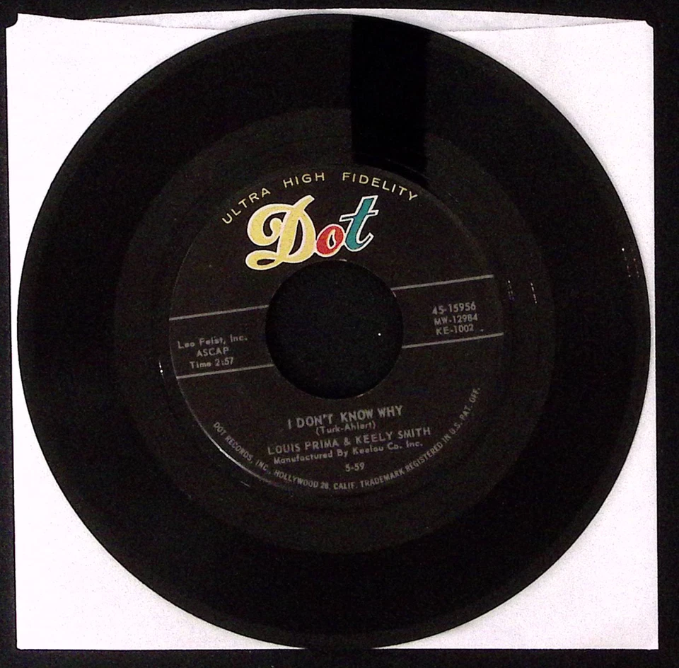 LOUIS PRIMA & KEELY SMITH BEI MIR BIST DU SCHON/I DON'T KNOW. VINYL 45 VG 46-146 - Image 2 of 3