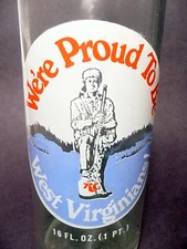 vintage ACL Soda Pop Bottle:  RC COLA salutes WEST VIRGINIA - 16 oz ACL