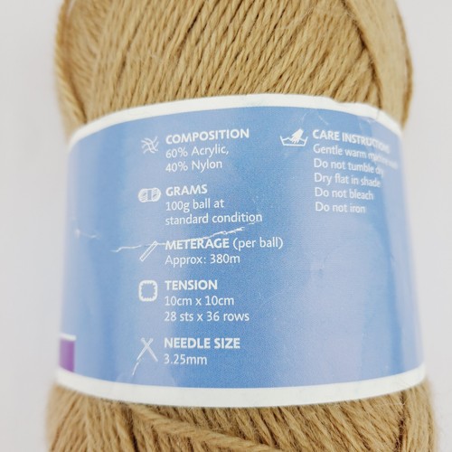 Lincraft Baby Grand 4ply Tan Yarn 100 grams 60% Acrylic 40% Nylon 380 Meters x 6 - Picture 3 of 5