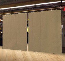 Lot of 2 Economy Tan Curtain Panel/Partition 10 H x 4  W, Non-FR
