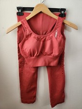 Gymshark Women's Seamless Pink Energy Leggings  Bra 2pc Set Extra Small XS